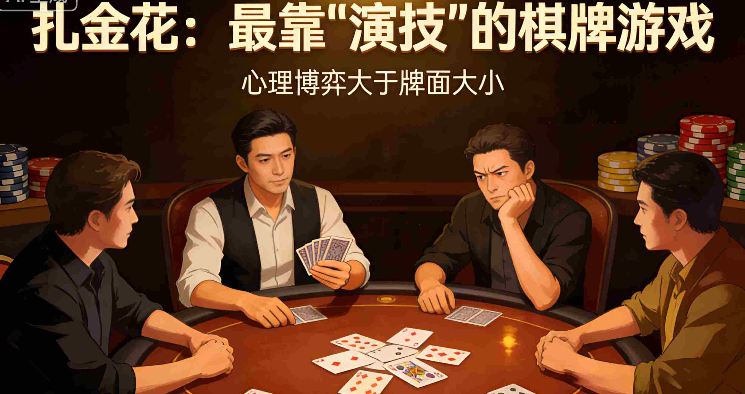 在所有棋牌中，扎金花是最靠“演技”的一种。